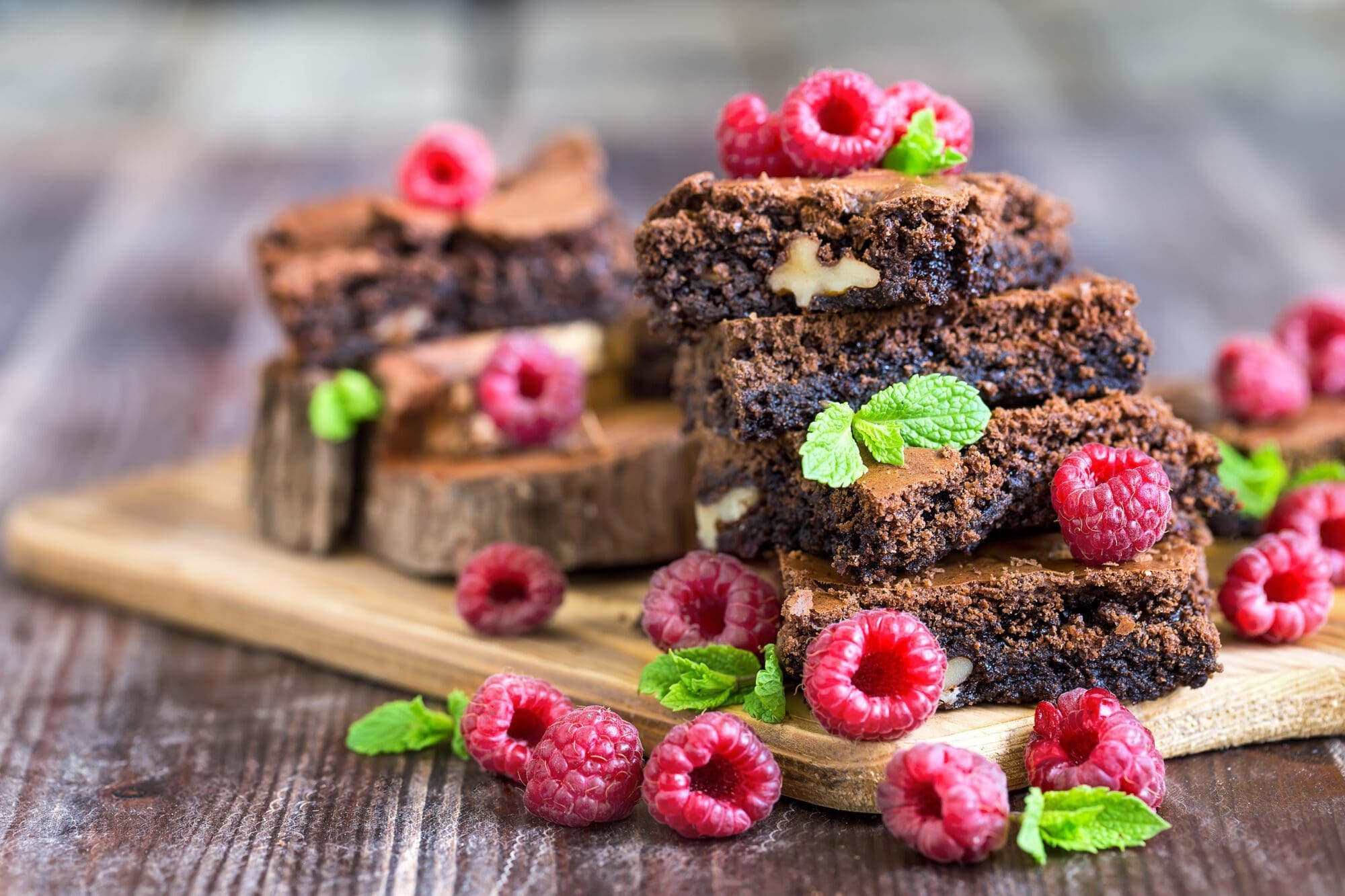Healthy Brownies with raspberries by Kate Devine
