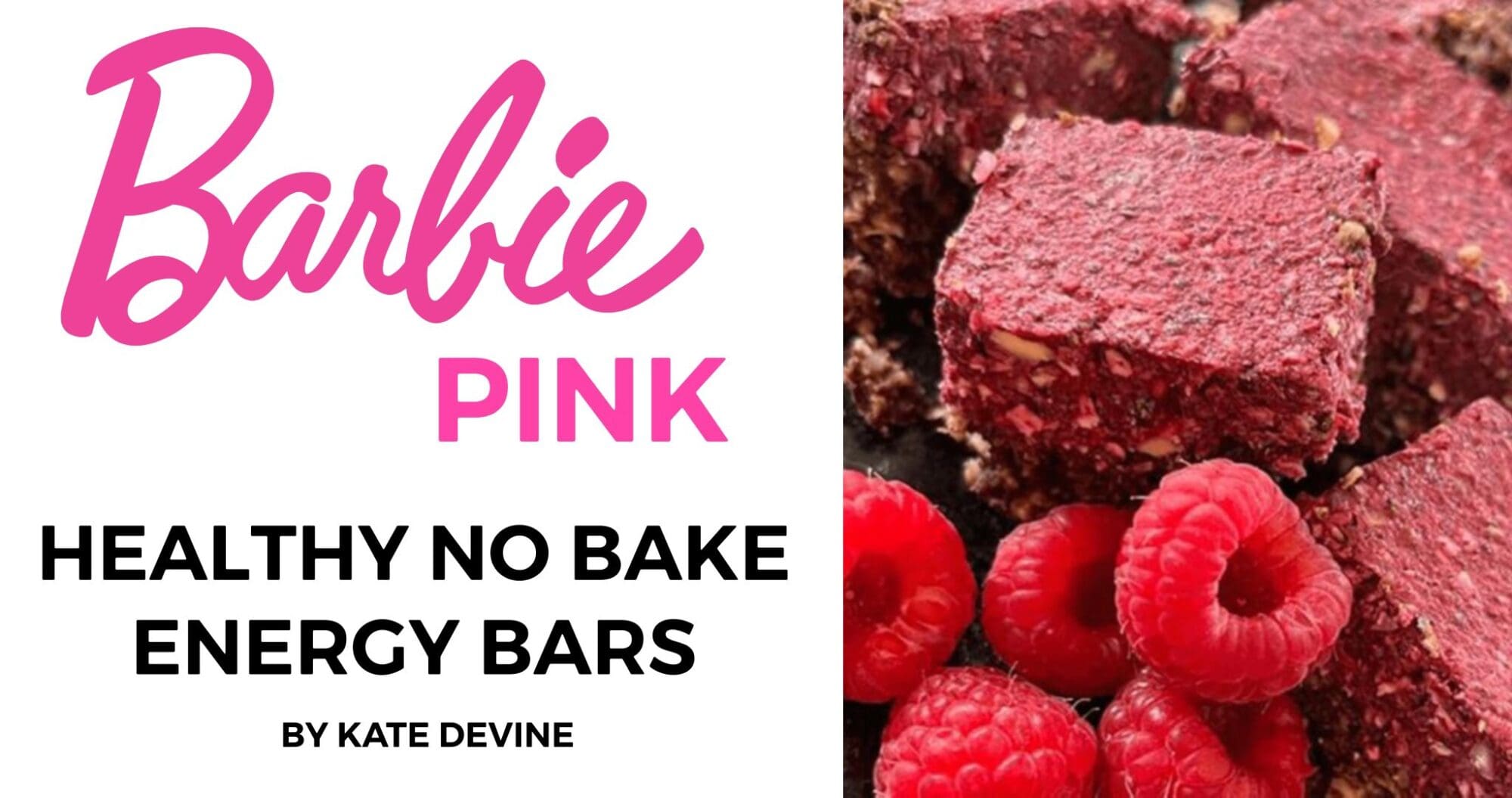 KATE DEVINE’S: Pink NO BAKE RASPBERRY & CHOCOLATE ENERGY BARS