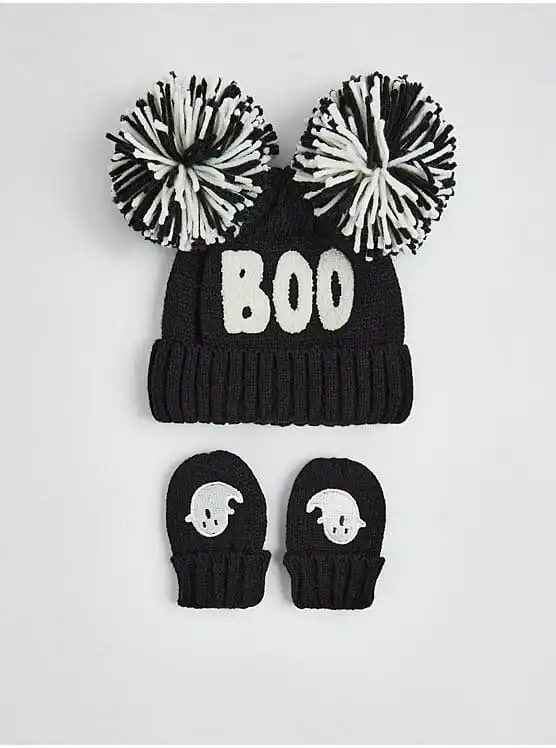 Asda Halloween Ghosts pom pom knitted Hat & Mittens £4.50 Asda Halloween Ghosts pom pom knitted Hat & Mittens £4.50