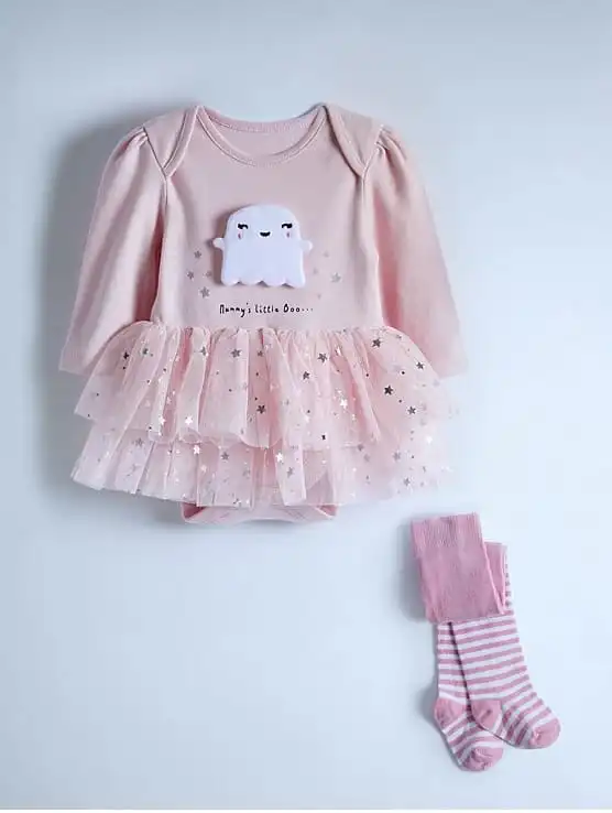 Asda Mummies little Boo Tutu Bodysuit & Tights 1 Month to 2 years - £9JPEG Black Painted Skull Short Sleeve Graphic T-Shirt (3-16yrs)