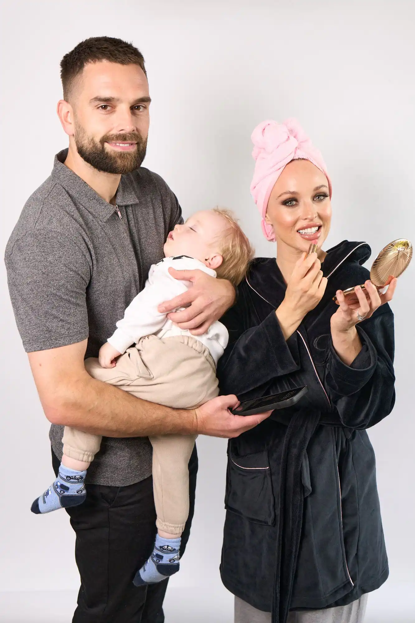 Oliver Piotrowski, Jorgie Porter and their son Forest