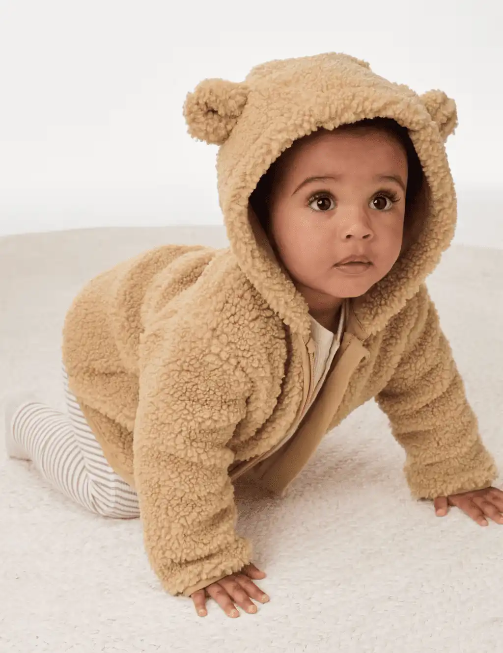 M&S Borg Hooded Jacket (0-3 Yrs)