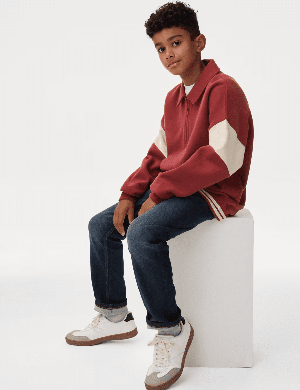 M&S Cotton Rich Half Zip Sweatshirt (6-16 Yrs) M&S Cotton Rich Half Zip Sweatshirt (6-16 Yrs)
