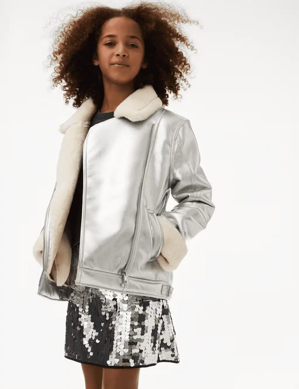 M&S Metallic Coat (6-16 Yrs)