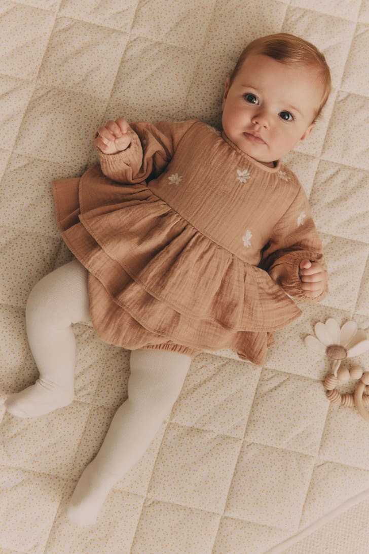 Next beige Baby bloomer Romper with tights JPEG Next Beige Romper with tights