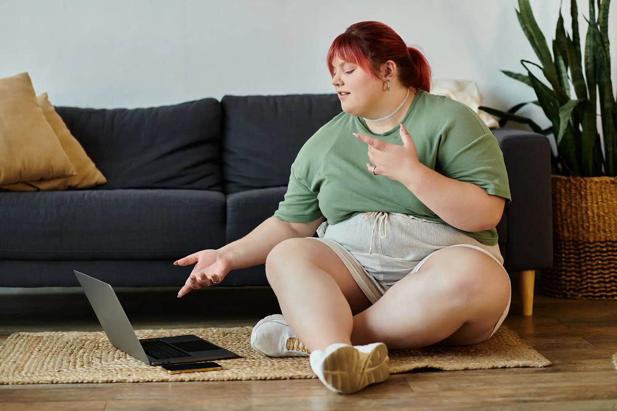 large lady working from home