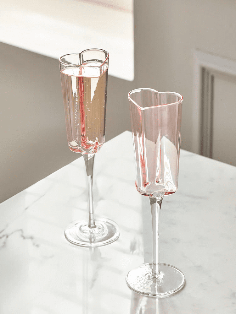 Pink Set of 2 Heart Champagne Flutes from Next