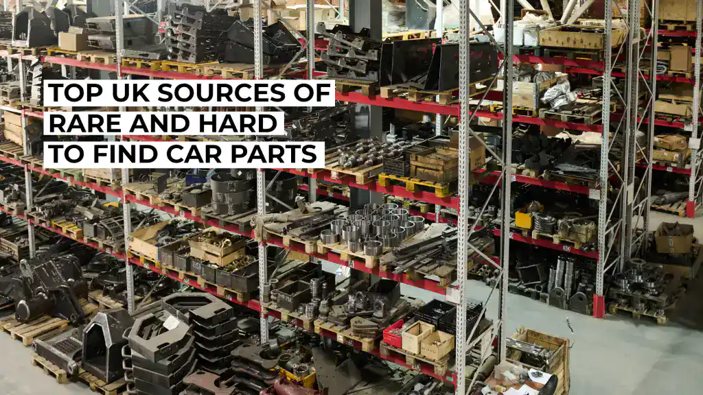 Large warehouse with shelves of rare and hard-to-find car parts in the UK.
