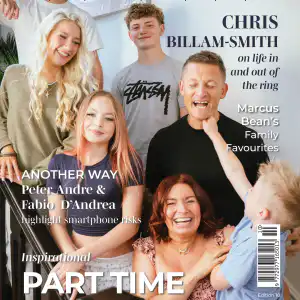 Group of smiling family members posing together on a magazine cover with bold typography reading 'BROOD' and subtitle text overlays for Editon 10 of BROOD Magazine