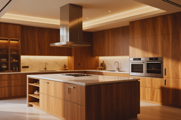 Modern Kitchen Interior With Wooden Cabinetry