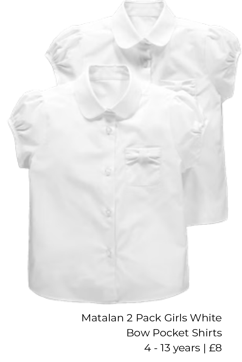 Matalan Girls White Bow Shirts