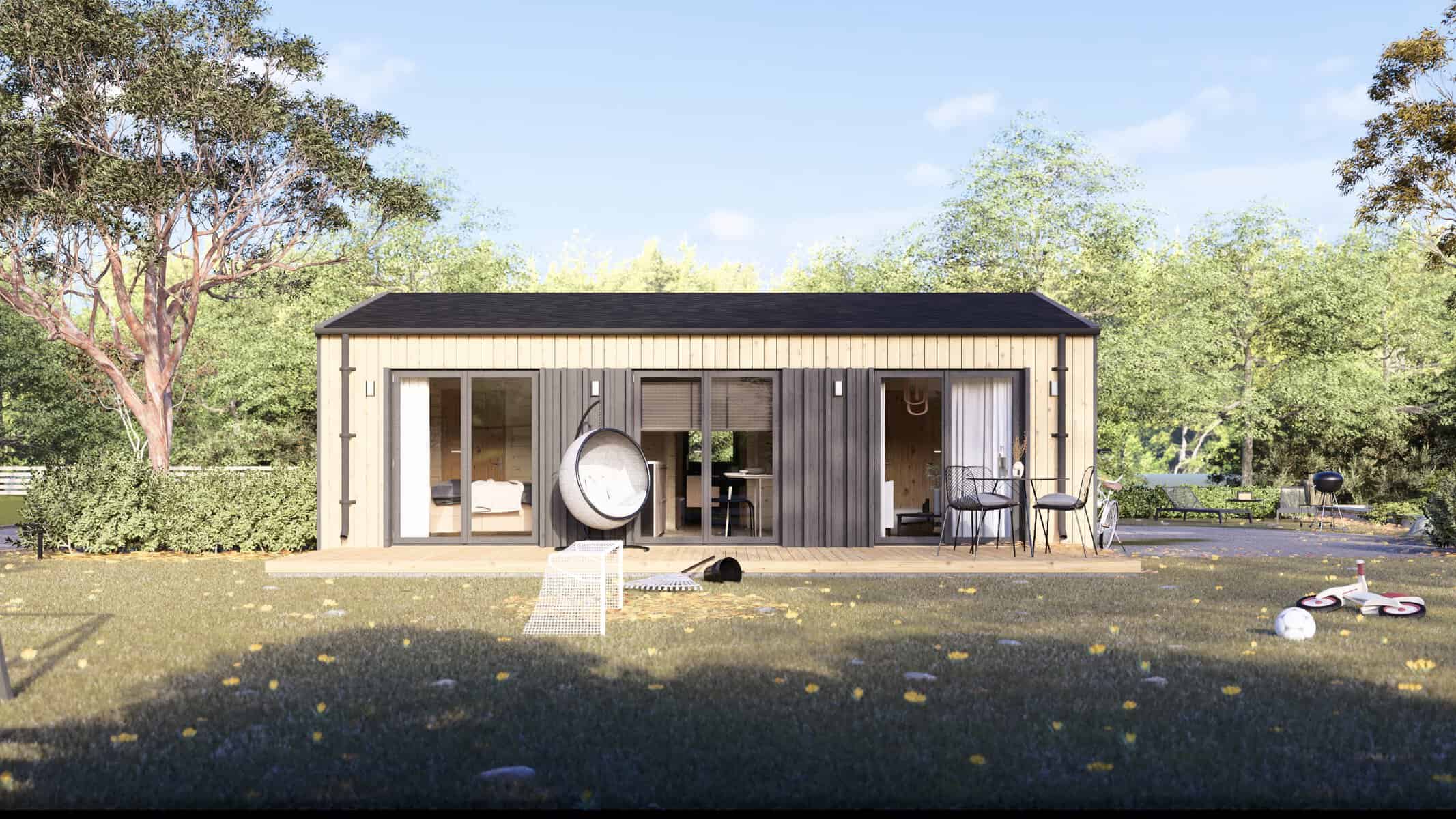 Modern insulated wooden garden log home