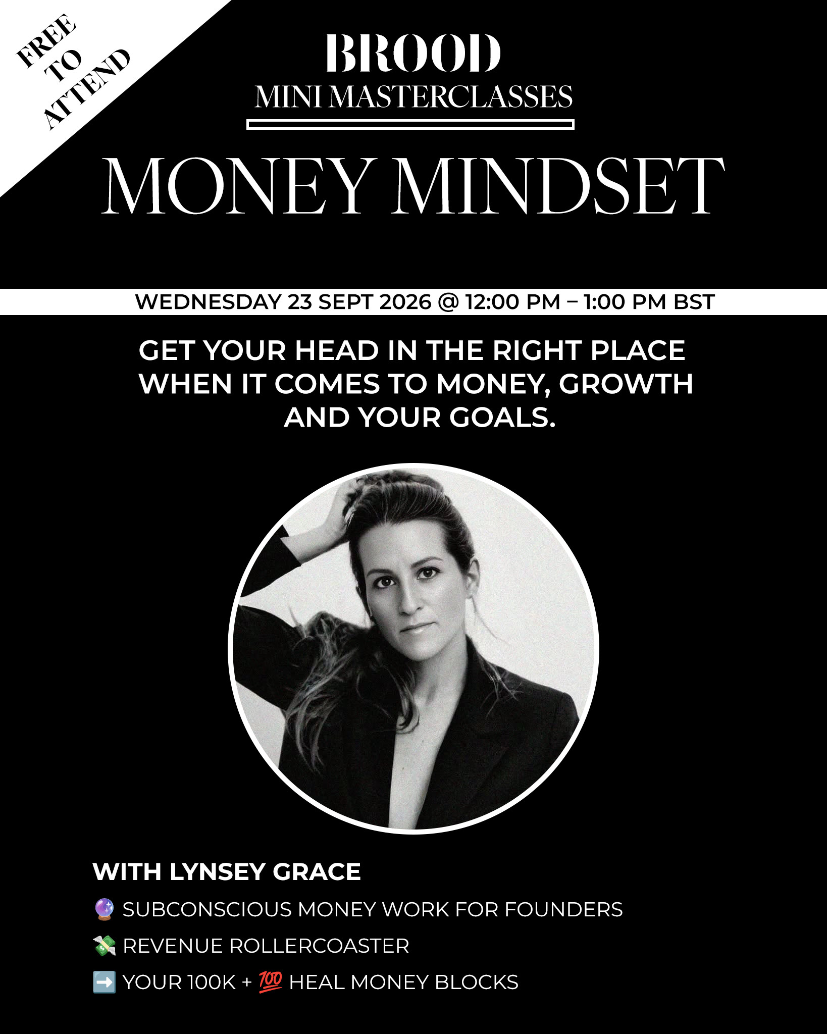 Wednesday 23rd Sept Money Mindset Masterclass