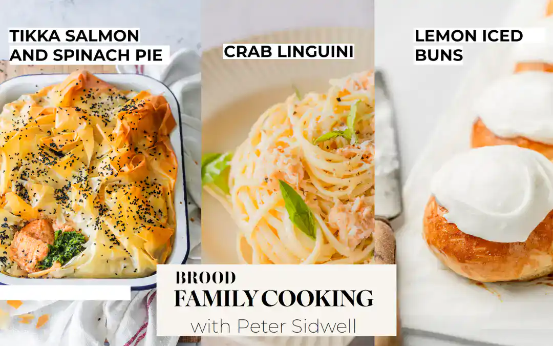 Family Cooking with Peter Sidwell: Salmon Pie, Crab Linguini & Iced Buns Recipes