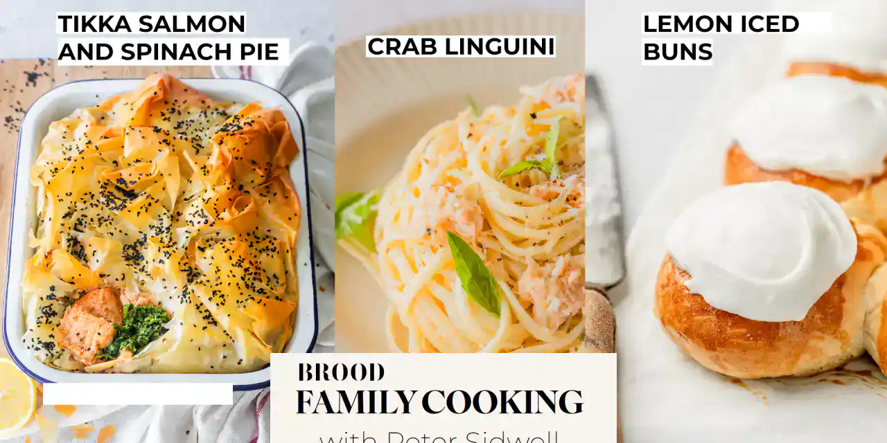 Family Cooking with Peter Sidwell: Salmon Pie, Crab Linguini & Iced Buns Recipes