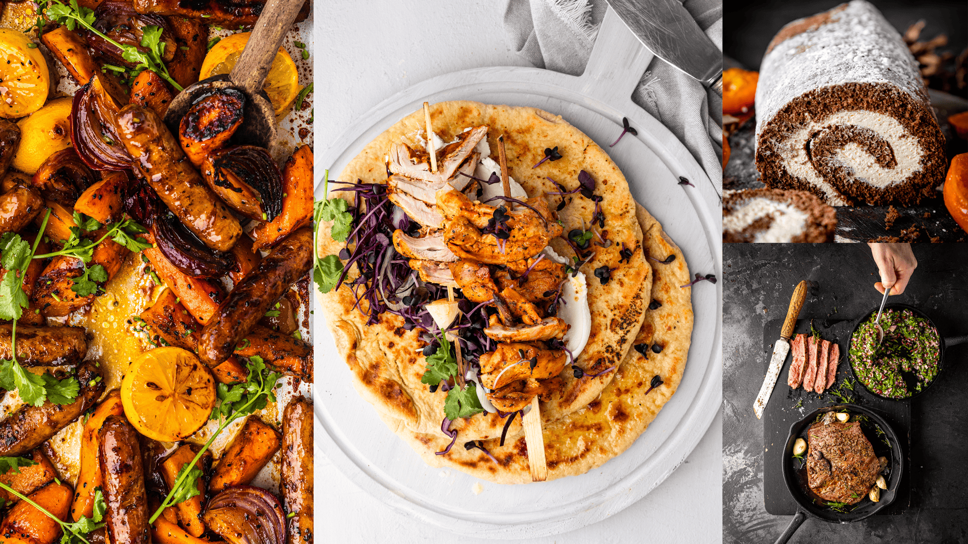 Sausage Traybake, Chicken Kebab, Skirt Steak & Chocolate Orange Swiss Roll – Family Cooking with Peter Sidwell