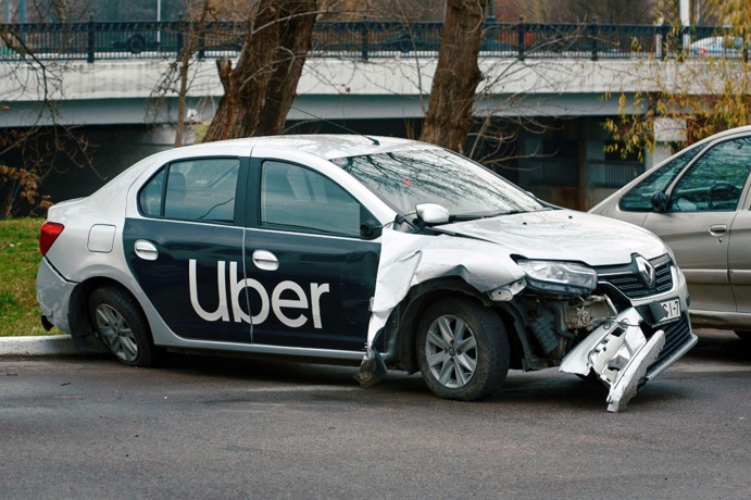Rideshare vehicle involved in an accident