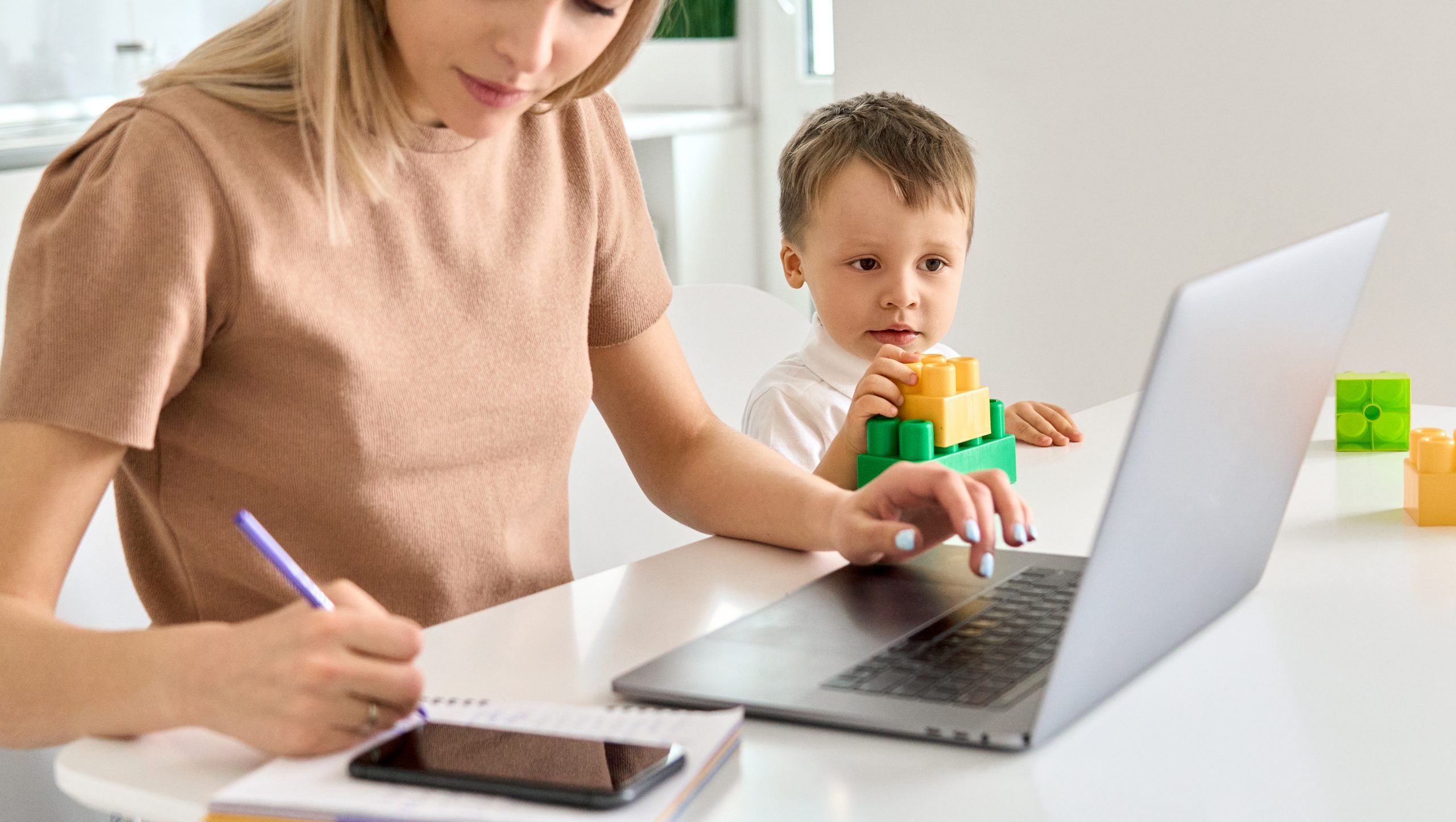 Working mother juggling business and family life