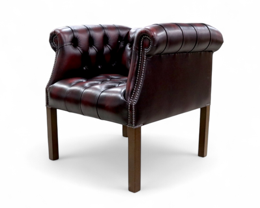 Angled view of Devon Chesterfield tub chair